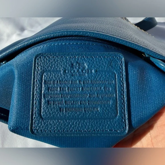 Coach Cobalt Blue Leather Studded Duffel Bucket Bag Gold Studs 2014 34506 - Picture 8 of 12